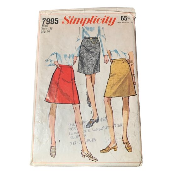 Simplicity 7995 Vintage 60s Misses Skirt Pattern Size Waist 36 uncut - Picture 1 of 2